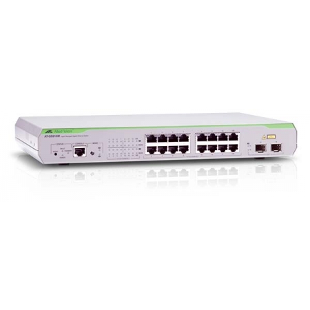 Коммутатор Allied Telesis 16 x  10/100/1000Mbps port managed switch with 2 SFP uplink slots, Fixed AC power supply, RJ45 Console connector (AT-GS916M). Изображение 1