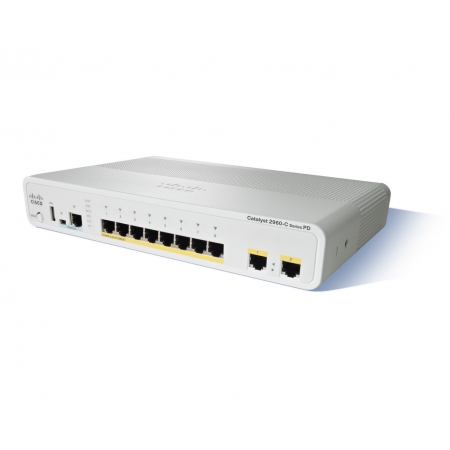 Коммутатор Cisco Catalyst 2960C PD Switch 8 FE, 2 x 1G, PoE+ LAN Base (WS-C2960CPD-8TT-L). Изображение 1