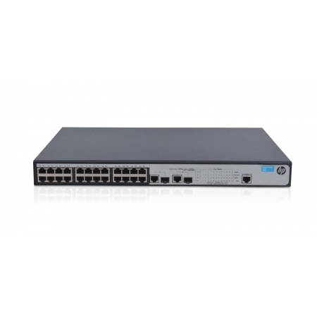 HP 1910-24-PoE+ Switch(Web-managed, 24*10/100 PoE+, 220W, 2 dual SFP, static routing, 19