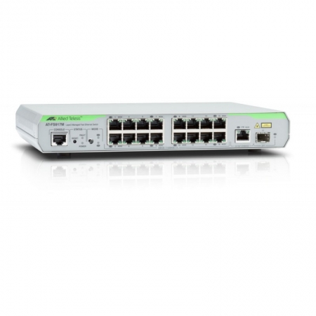 Коммутатор Allied Telesis 16 Port Managed Standalone Fast Ethernet Switch, 1 Combo SFP uplink port. Single AC Power Supply (AT-FS917M). Изображение 1