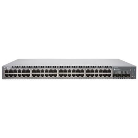 Коммутатор Juniper Networks EX3400 24-port 10/100/1000BaseT PoE+, 4 x 1/10G SFP/SFP+, 2 x 40G QSFP+, redundant fans, front-to-back airflow, 1 AC PSU JPSU-600-AC -AFO included (optics sold separately) (EX3400-24P). Изображение 1