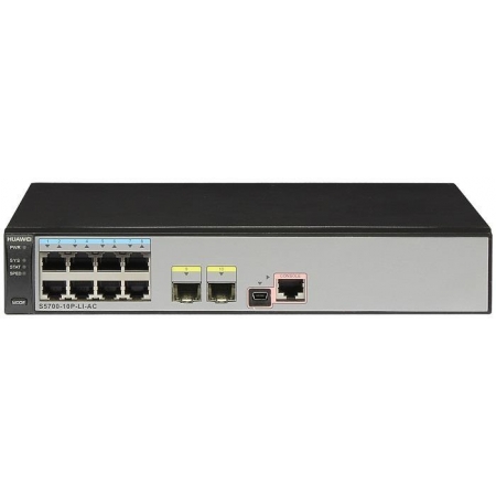 Коммутатор Huawei S5700-10P-LI-AC(8 Ethernet 10/100/1000 ports,2 Gig SFP,AC 110/220V) (S5700-10P-LI-AC). Изображение 1