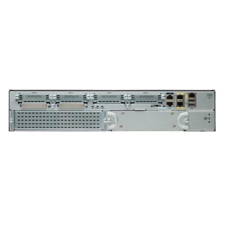 Cisco 2921 with 3 onboard GE, 4 EHWIC slots, 3 DSP slots, 1 ISM slot, 256MB CF default, 512MB DRAM default, IP Base (CISCO2921/K9). Изображение 2