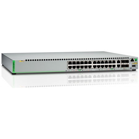 Коммутатор Allied Telesis Gigabit Ethernet Managed switch with 24  10/100/1000T POE ports, 2 SFP/Copper combo ports, 2 SFP/SFP+ uplink slots, single fixed AC power supply (AT-GS924MPX). Изображение 1