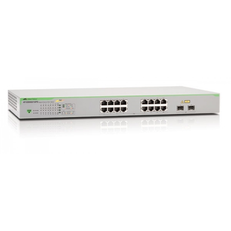 Коммутатор Allied Telesis 16-port 10/100/1000T WebSmart switch with 2 SFPcombo ports and POE+ (AT-GS950/16PS-50). Изображение 1