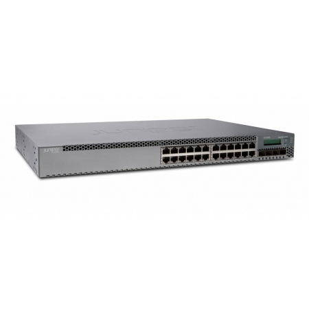 Коммутатор Juniper Networks EX3300 TAA, 24-Port 10/100/1000BaseT with 4 SFP+ 1/10G Uplink Ports (Optics not included) and Internal DC Power Supply (EX3300-24T-DC-TAA). Изображение 1