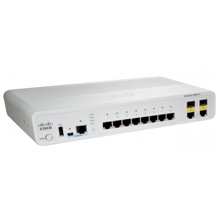 Коммутатор Cisco Systems Catalyst 2960C Switch 8 GE, 2 x Dual Uplink, LAN Base (WS-C2960CG-8TC-L). Изображение 1