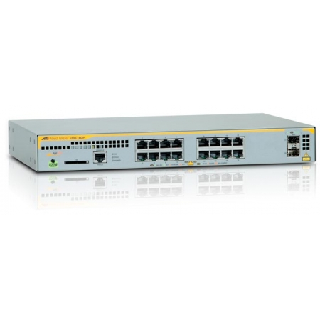 Коммутатор Allied Telesis L2+ managed switch, 16 x 10/100/1000Mbps POE ports, 2 x SFP uplink slots, 1 Fixed AC power supply (AT-x230-18GP). Изображение 1
