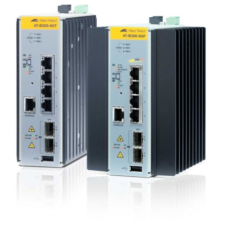 Коммутатор Allied Telesis Managed Industrial switch with 2 x 100/1000 SFP,  4 x 10/100TX POE+, no Wifi (AT-IE200-6FP-80). Изображение 1