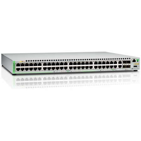 Коммутатор Allied Telesis Gigabit Ethernet Managed switch with 48  10/100/1000T POE ports, 2 SFP/Copper combo ports, 2 SFP/SFP+ uplink slots, single fixed AC power supply (AT-GS948MPX). Изображение 1